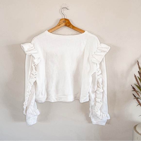 LoveShackFancy | Corrine White Ruffle Sweatshirt, medium - Picture 8 of 12
